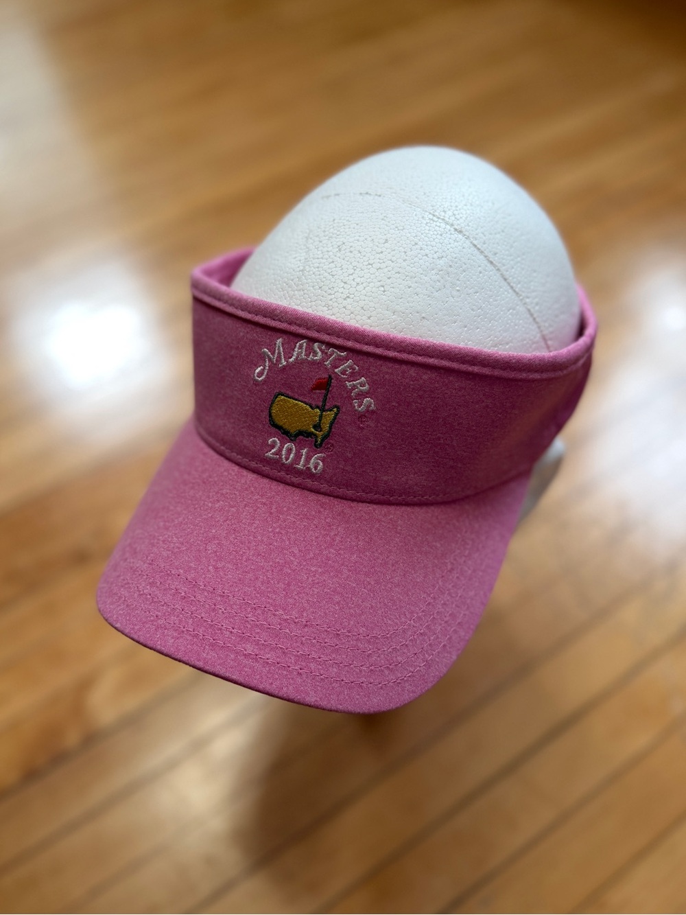 Masters 2016 Pink Golf Visor Hat Augusta American Needle Embroidered Logo Sz. OS